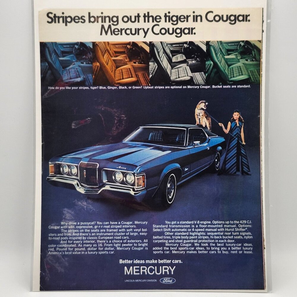 Vintage 1972 Mercury Cougar LIFE Magazine Print Ad